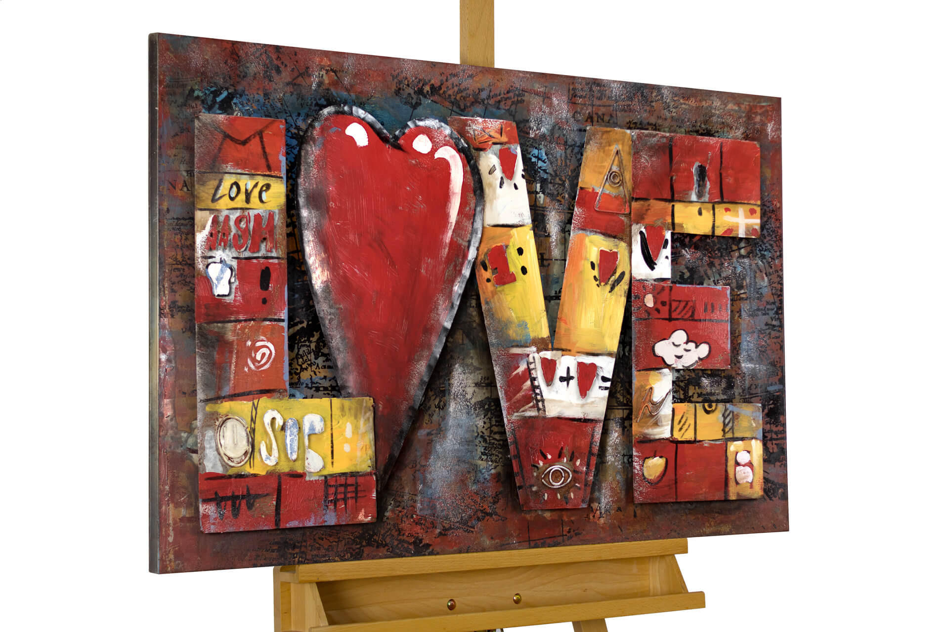 METALLBILD Rot 90/60 cm - Rot, Metall (4.5/60cm) - KUNSTLOFT