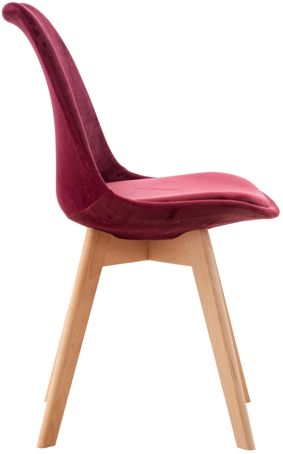 ESSZIMMERSTUHL Lines, Samt bordeauxrot - Bordeaux/Naturfarben, Holz/Textil (49/83/50cm) - TPFLiving