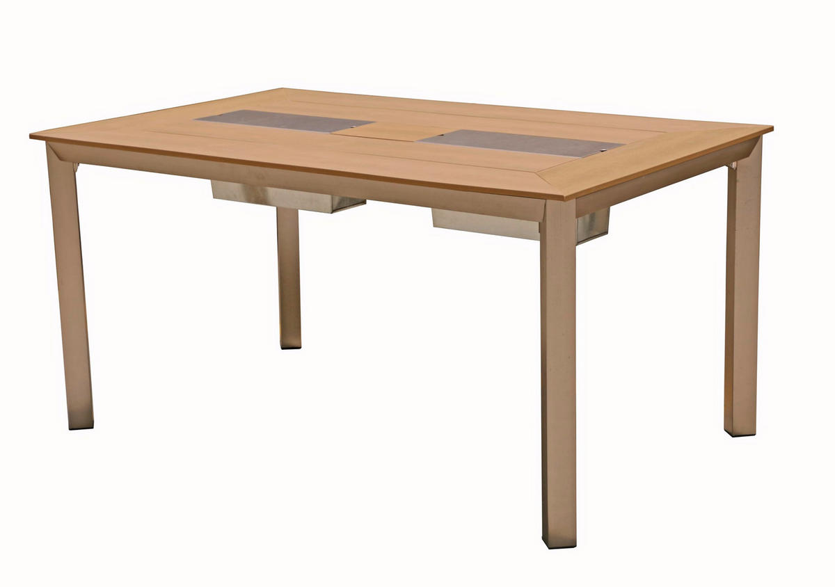 GARTENTISCH Finja mit 2 Eisbehältern Terrassentisch - Champagner, Kunststoff (150/90/75cm) - DELUKE