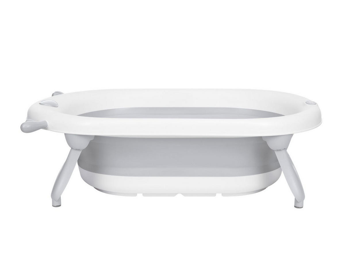 BABYBADEWANNE Foldy grau faltbar, Wasserablauf, ab Geburt, rutschfeste Beine, für unterwegs - Grau, Kunststoff (51/81.5cm) - Kikka boo