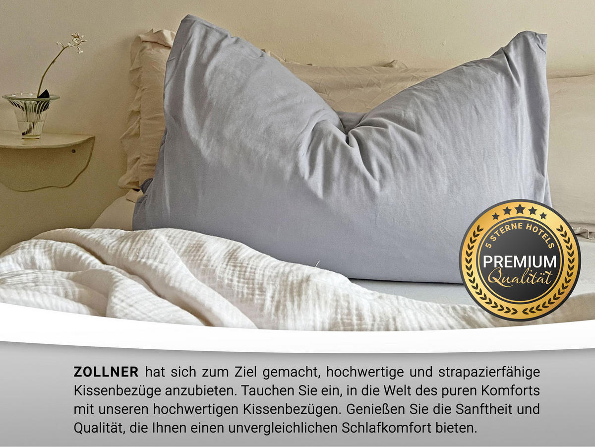 KISSENBEZUG, 2er-Set, 40x80 cm, 100% Baumwolle, Grau - Grau, Textil (40/80cm) - Zollner