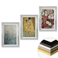 WANDBILDER 3er Set - 20x30 cm Silberner Rahmen - Blumen des Baumes (Gemälde von Klimt) - Silberfarben, Kunststoff (20/30cm) - ArtPrintCave