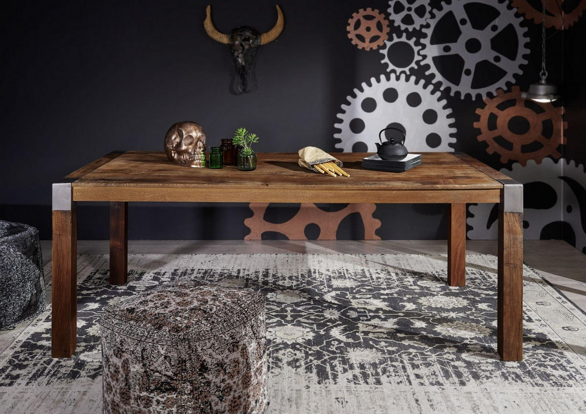 ESSTISCH Mango 220x100x76 braun lackiert Amsterdam #16 - Braun, Holz (100/220/76cm) - Massivmoebel24
