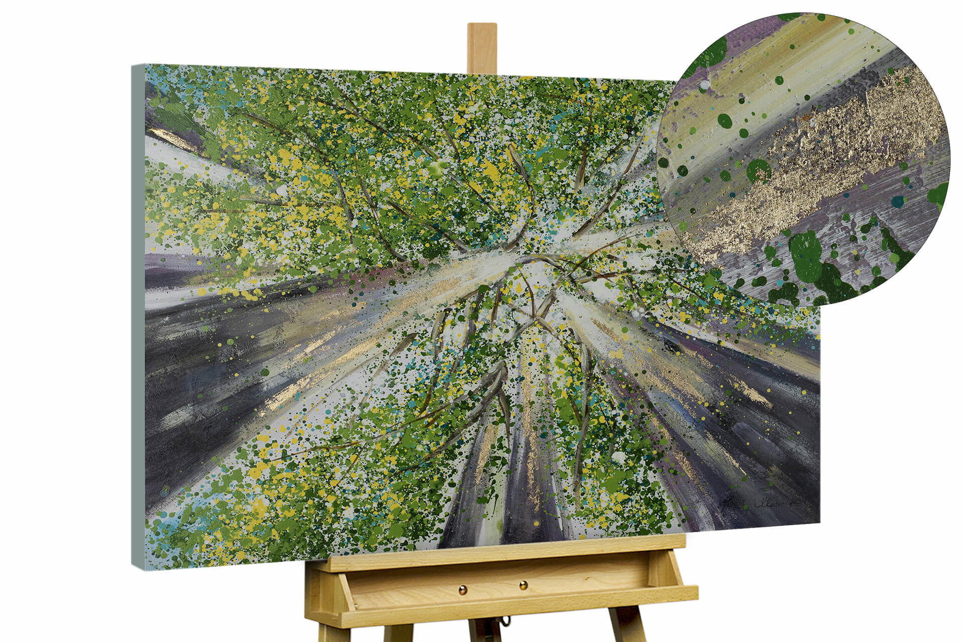 ACRYLBILD HANDGEMALT 100/75 cm - Braun/Grün, Holz/Textil (2/75cm) - KUNSTLOFT
