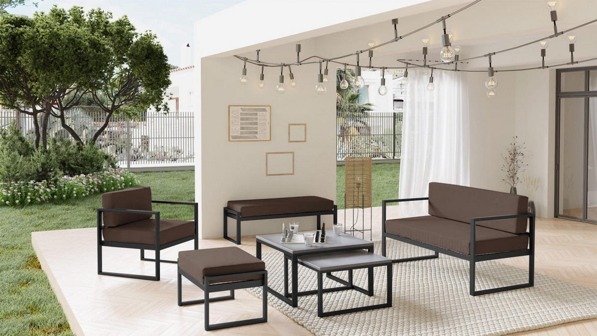 GARTEN-SOFA Dywilly Braun/Schwarz - Braun, Textil (128/72/65cm) - Selsey