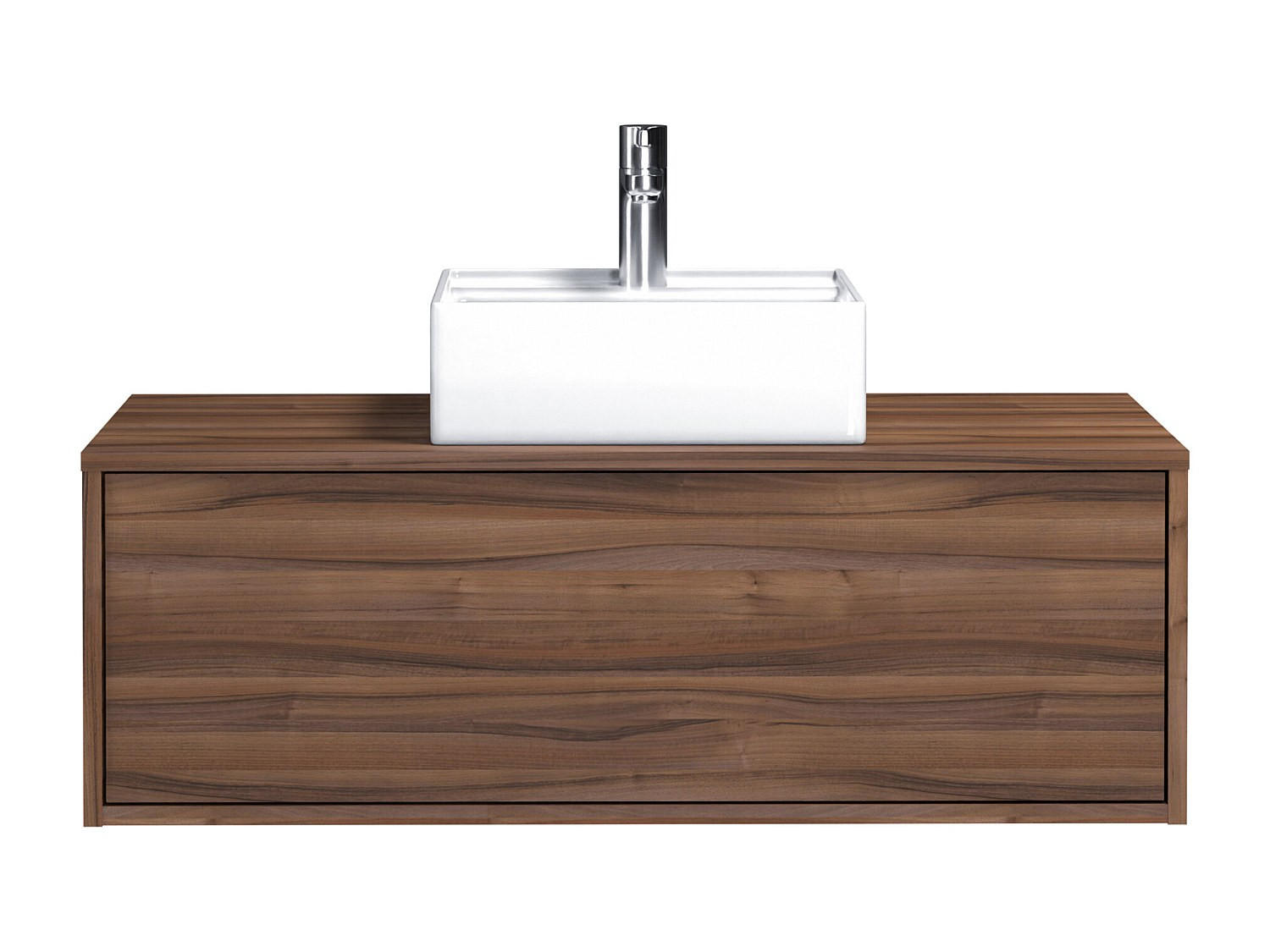 EINZELWASCHTISCH - 94 cm x 47 cm - Holz, Platte, Keramik - Naturfarben Dunkel - TEANA - Naturfarben, Keramik/Holz (94/32/47cm) - Vente-Unique