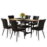 ESSGRUPPE DE-39364 7-teilig, mit 6 PU-Sesseln Schwarz - Schwarz, Holzwerkstoff (160/76/90cm) - ComfortXL