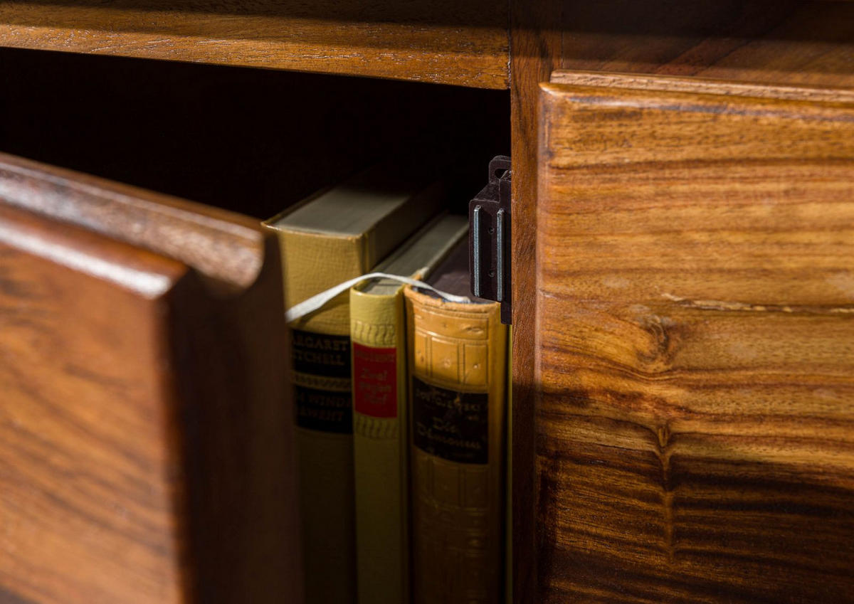 SIDEBOARD Sheesham 185x40x80 walnuss gewachst TORONTO #202 - Walnussfarben, Holzwerkstoff (185/80/40cm)