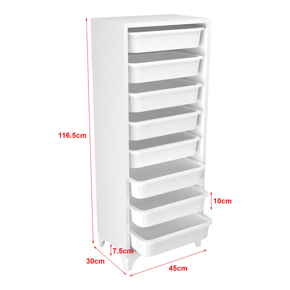 KOMMODE Lurøy - Weiß, Holzwerkstoff/Kunststoff (45/116.5/30cm) - [en.casa]