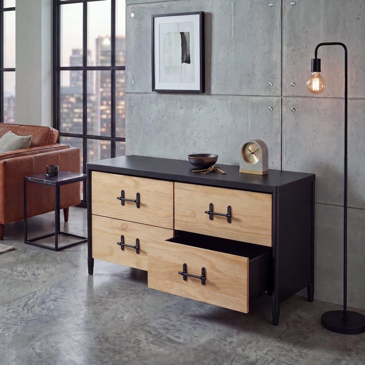 KOMMODE Hellbraun - Hellbraun, Holz (120/60/40cm) - MCW