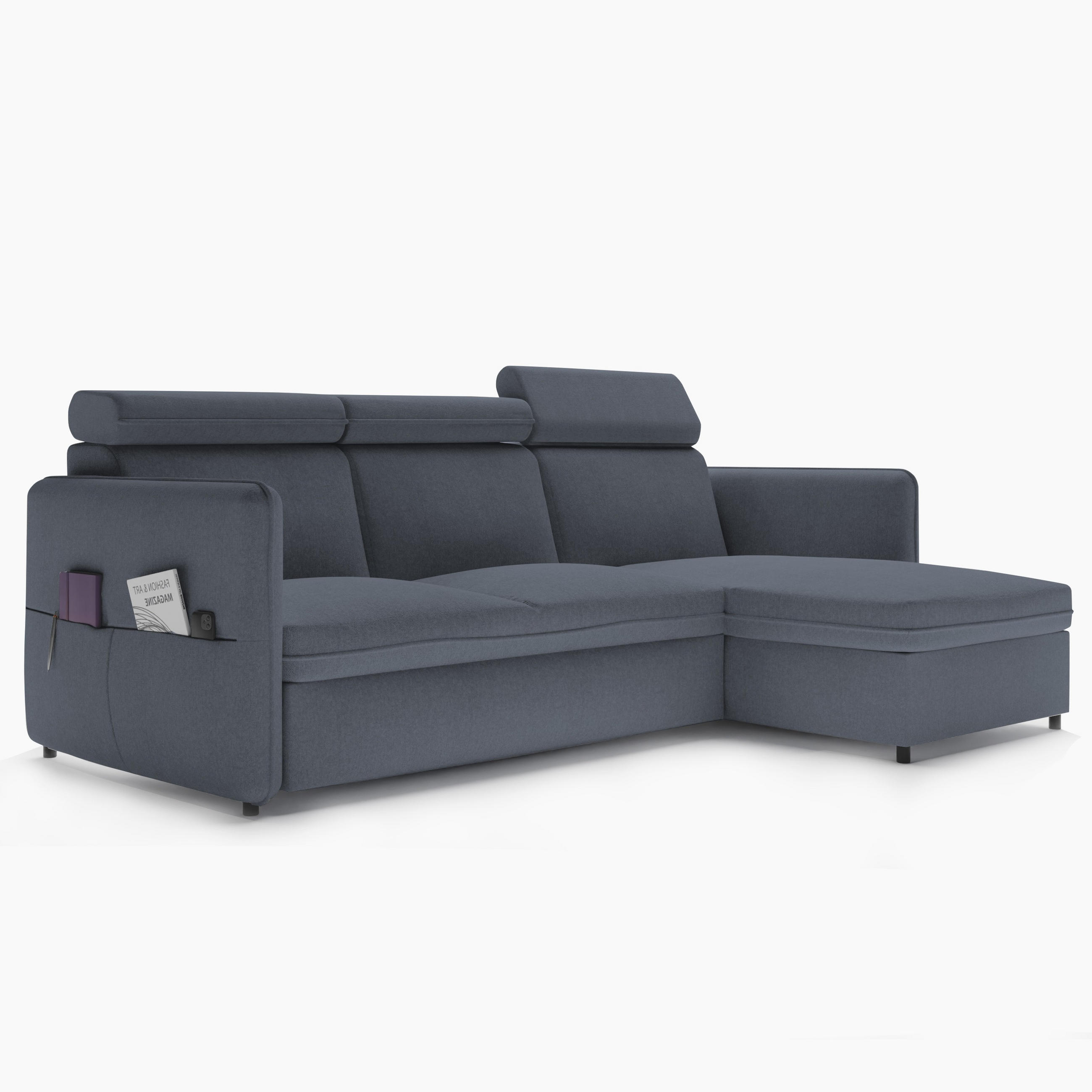 ECKSOFA mit Schlaffunktion und Bettkasten, Grau - Grau, Holzwerkstoff/Textil (220/140cm) - Idohome