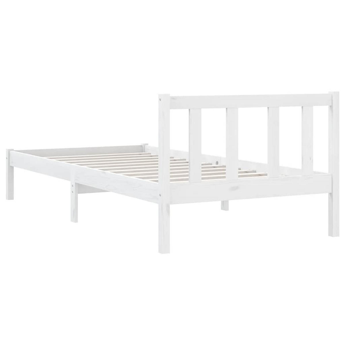 BETT mit Kopfteil, 100/200 cm, aus Massivholz Kiefer, in Weiß - Weiß, Holz - vidaXL