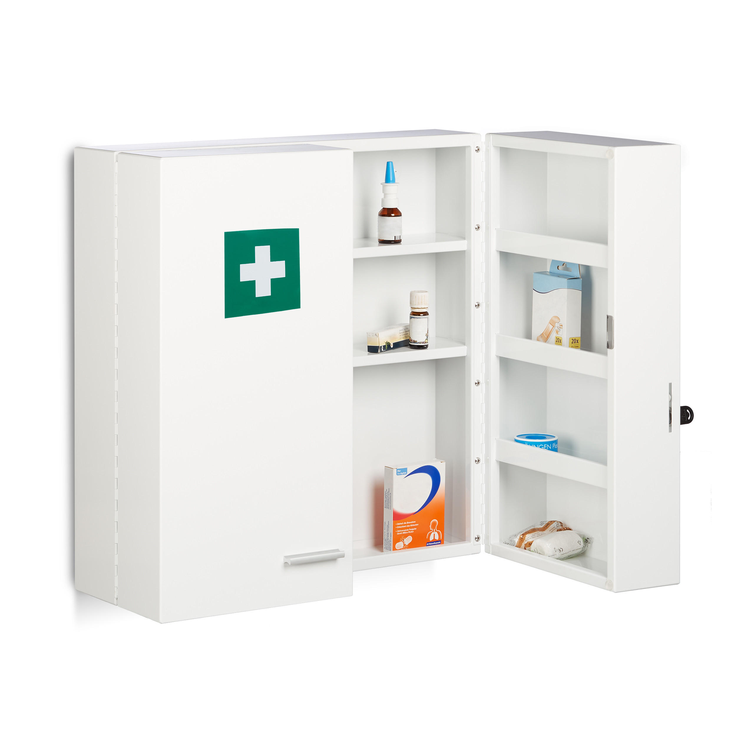 MEDICINSKÅP Vit Grön låsbart 11 fack 53x53x21,5 cm 53/53/21.5 cm