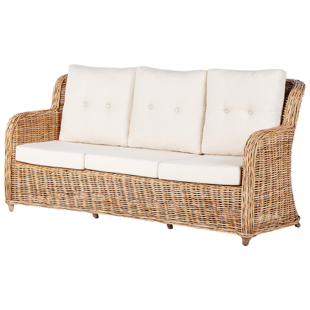 LOUNGE-SET Rattan Natürlich Alessano - Naturfarben/Weiß, Naturmaterialien - Beliani