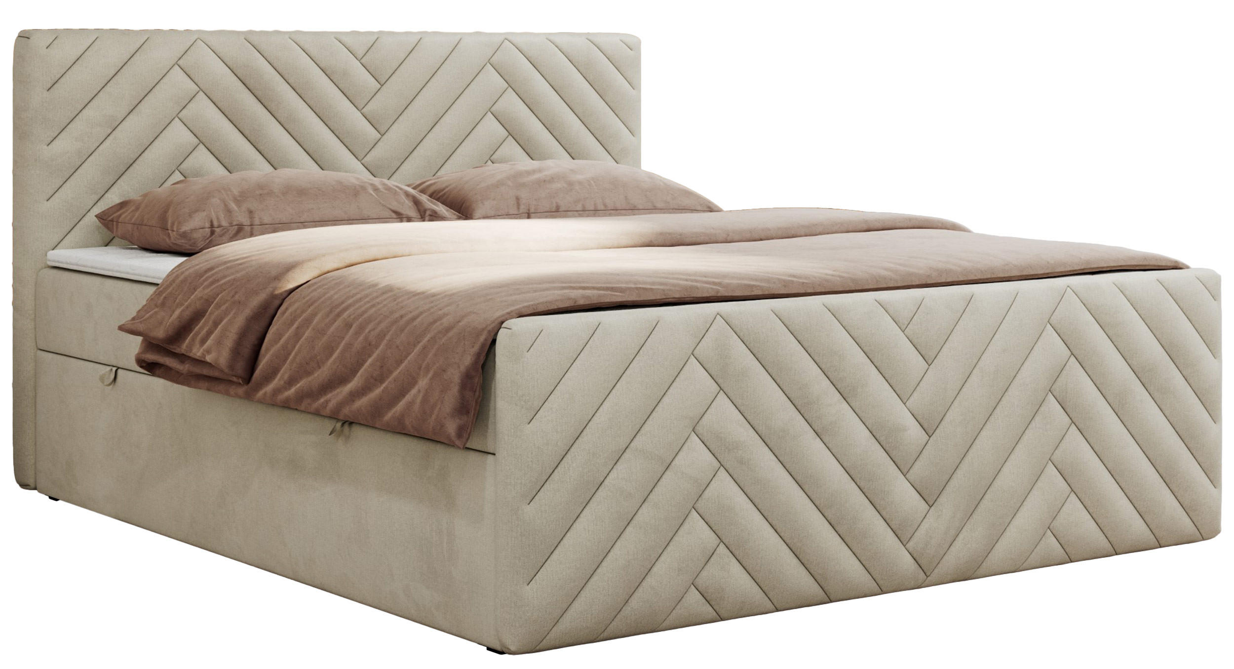 BOXBETT PARIS DUO 120/200 - Beige Velvet - H3 - Beige, Holz/Textil (120/200cm) - MKS