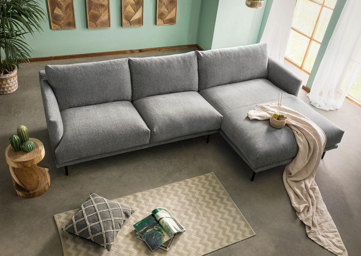 ECKSOFA 285x161x81 Silikon-Feder Mix grau TRIENT - Grau, Holz (285/161cm) - Massivmoebel24