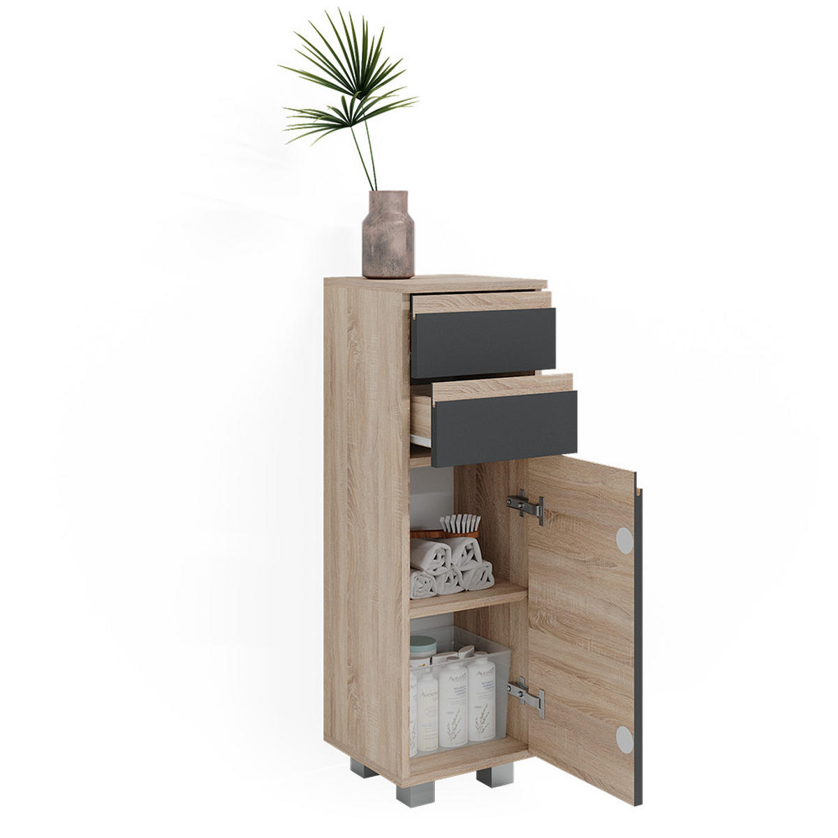 STŘEDNÍ SKŘÍŇKA J-Shape Sonoma - antracitová, kompozitní dřevo (30/95/30cm) - Vicco