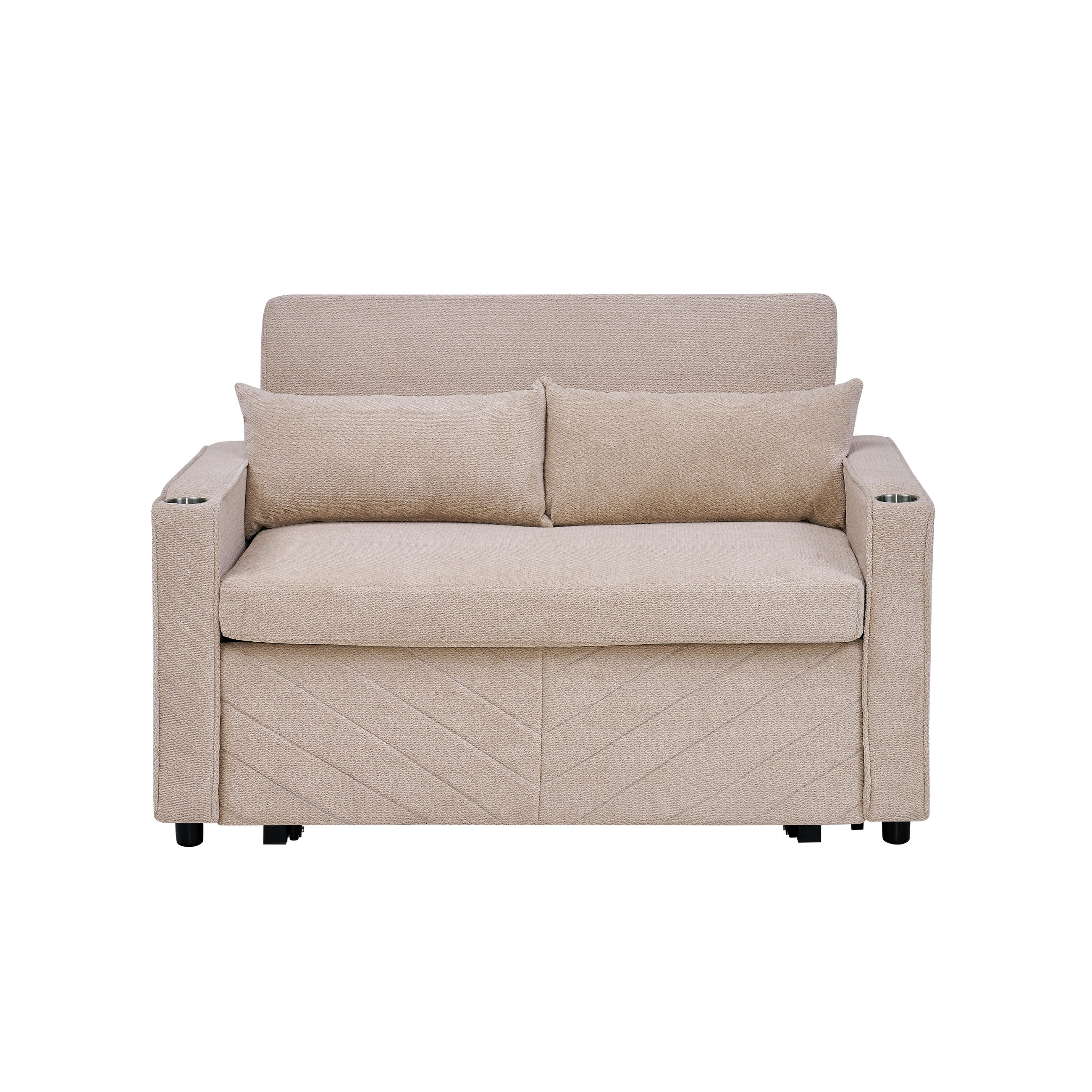 SCHLAFSOFA 134/82/73 cm Beige mit USB Charging und Aufbewahrungstasche - Beige, Textil (134/73/195cm) - Oxeza
