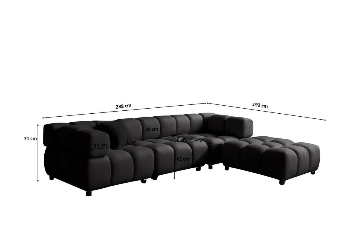 ECKSOFA L-Form Bolla, stoff Bluvel, Schwarz, Rechts - Schwarz, Holz (288/192cm) - Kaiser Möbel