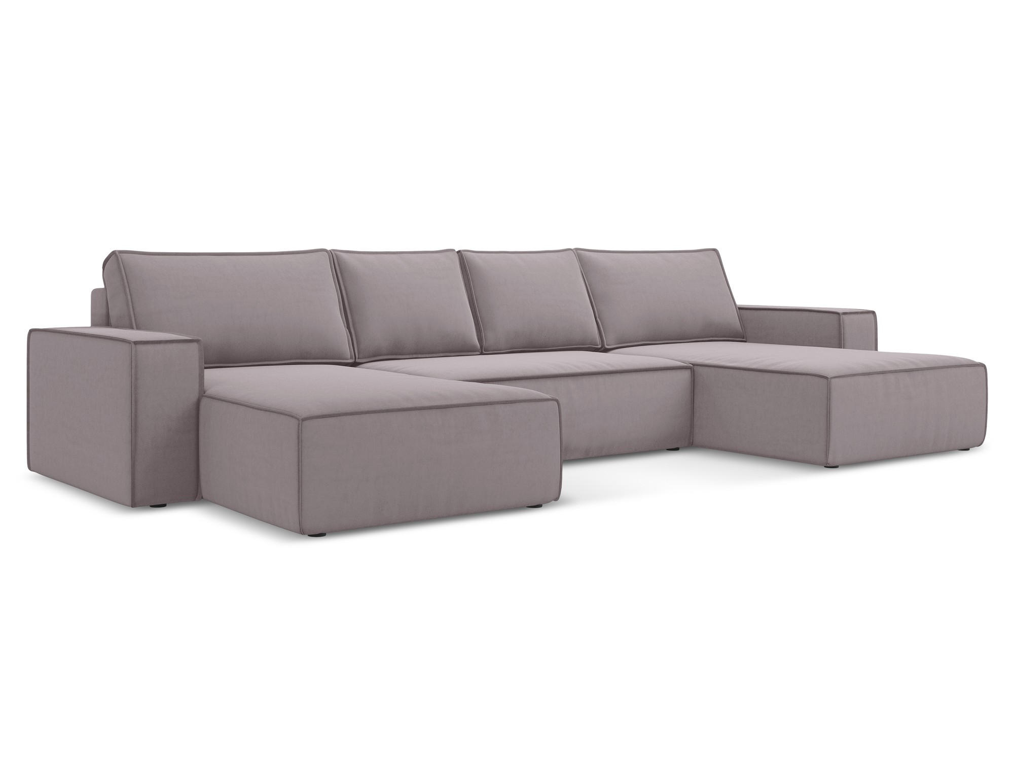 WOHNLANDSCHAFT Samt Stoff Violett - Lila/Flieder, Kunststoff/Textil (398/82/185cm) - Makamii