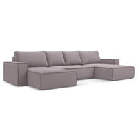 WOHNLANDSCHAFT Samt Stoff Violett - Lila/Flieder, Kunststoff/Textil (398/82/185cm) - Makamii