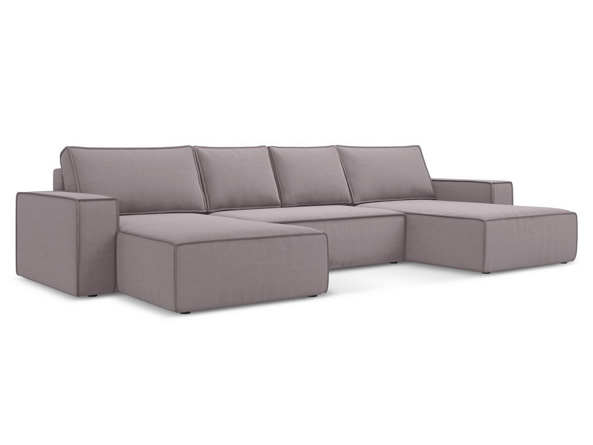 WOHNLANDSCHAFT Samt Stoff Violett - Lila/Flieder, Kunststoff/Textil (398/82/185cm) - Makamii