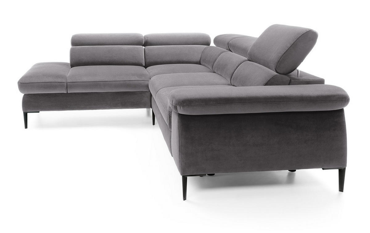 SCHLAFSOFA 280 cm Amaro L mit verstellbaren Kopfstützen, Links, Grau - Grau, Holz (280/214cm) - Emporius