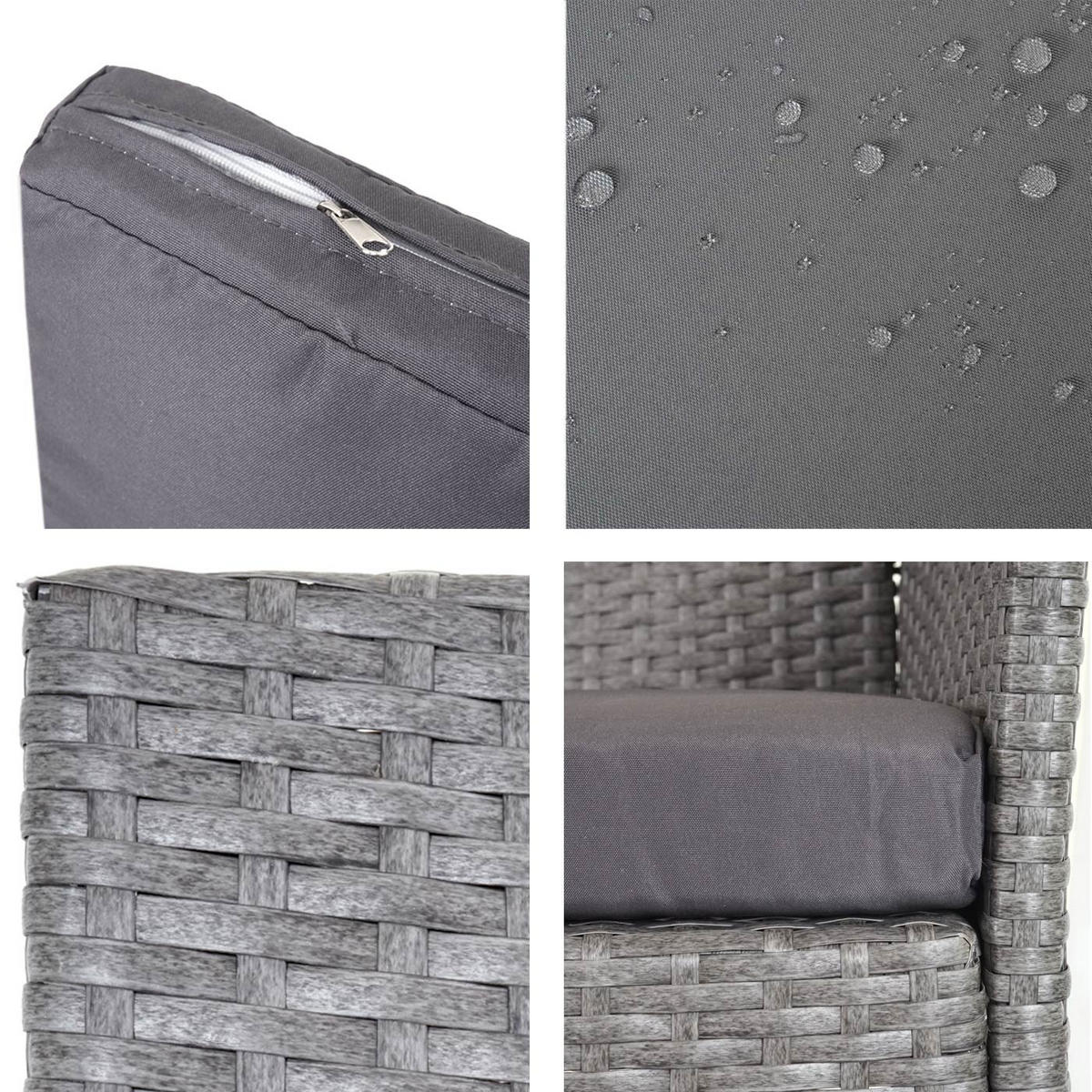 POLY-RATTAN GARTEN-GARNITUR Grau - Anthrazit/Grau, Kunststoff - MCW