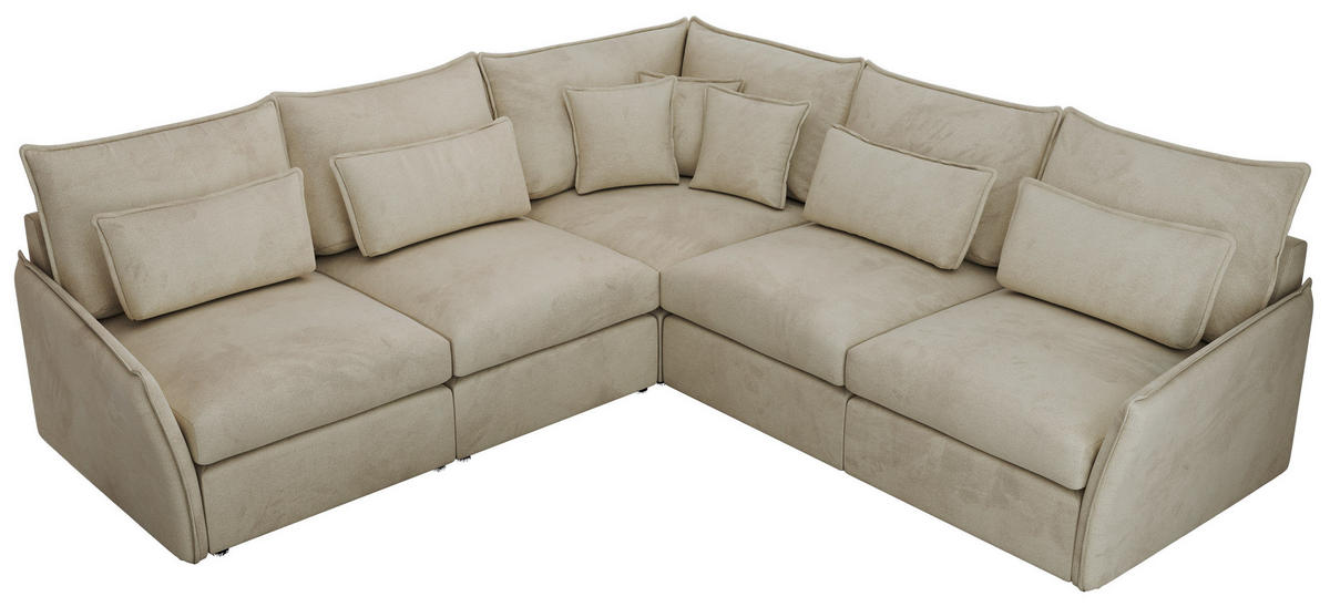 ECKSOFA VERSO L Beige Velvet - Beige/Schwarz, Kunststoff/Textil (270/270cm) - MKS