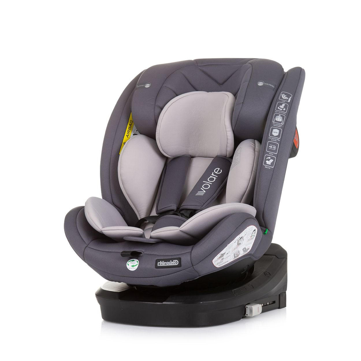 KINDERSITZ Volare i-Size (40-150cm) grau Isofix, drehbar, SPS, Top Tether - Grau, Kunststoff (46/78/42cm) - Chipolino