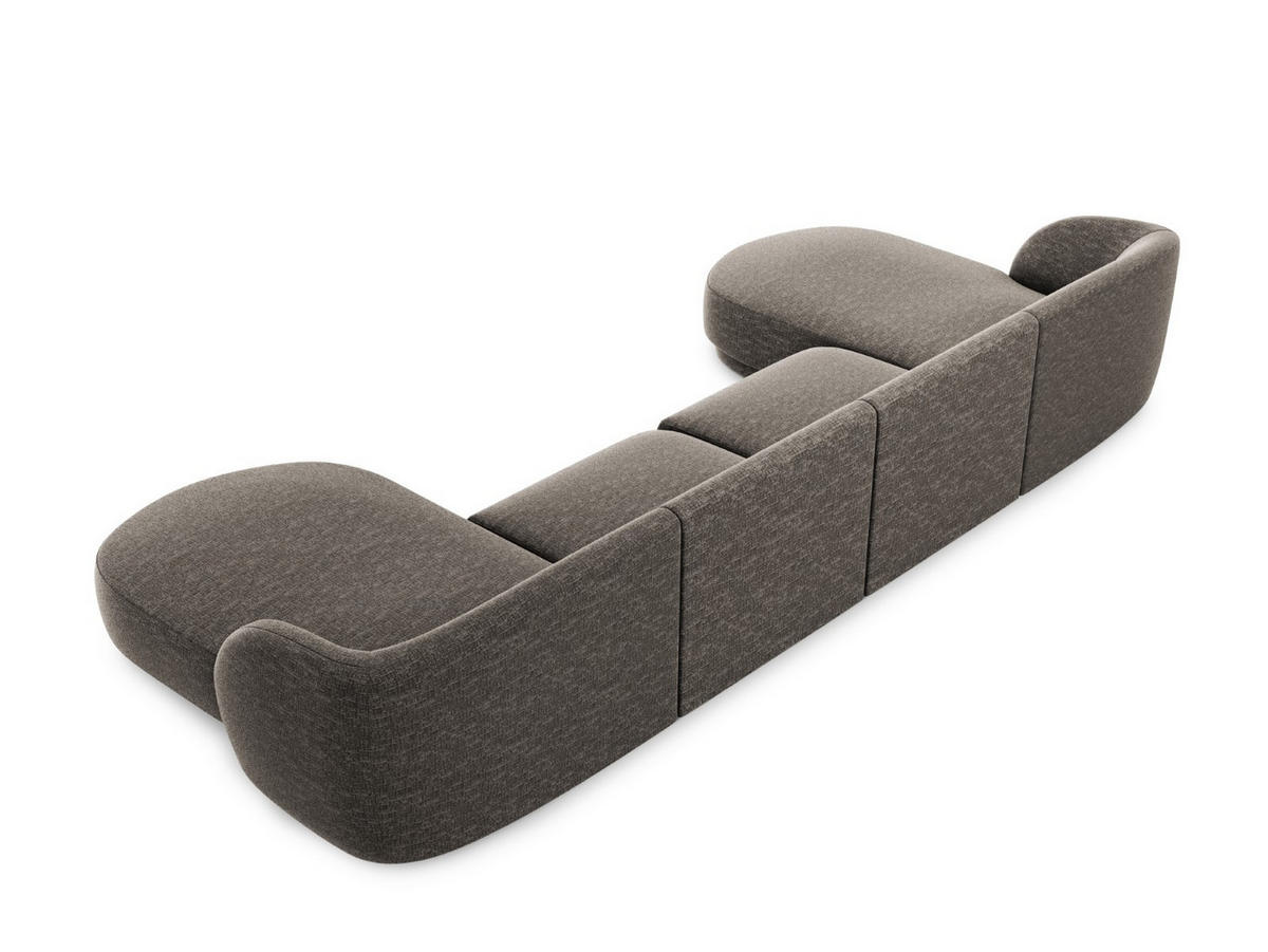 PANORAMASOFA Miley aus Chenille-Stoff grau 5 Sitzplätze - Grau, Textil (156/70/330cm) - Micadoni