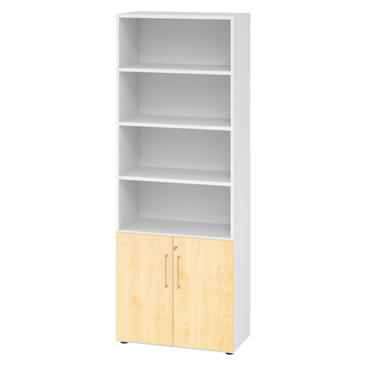 KOMBISCHRANK - 2 plus 4 Ordnerhöhen 42/80/215,6 cm in Weiß/Ahornfarben - Ahornfarben/Weiß, Holzwerkstoff (80/215.6/42cm) - bümö