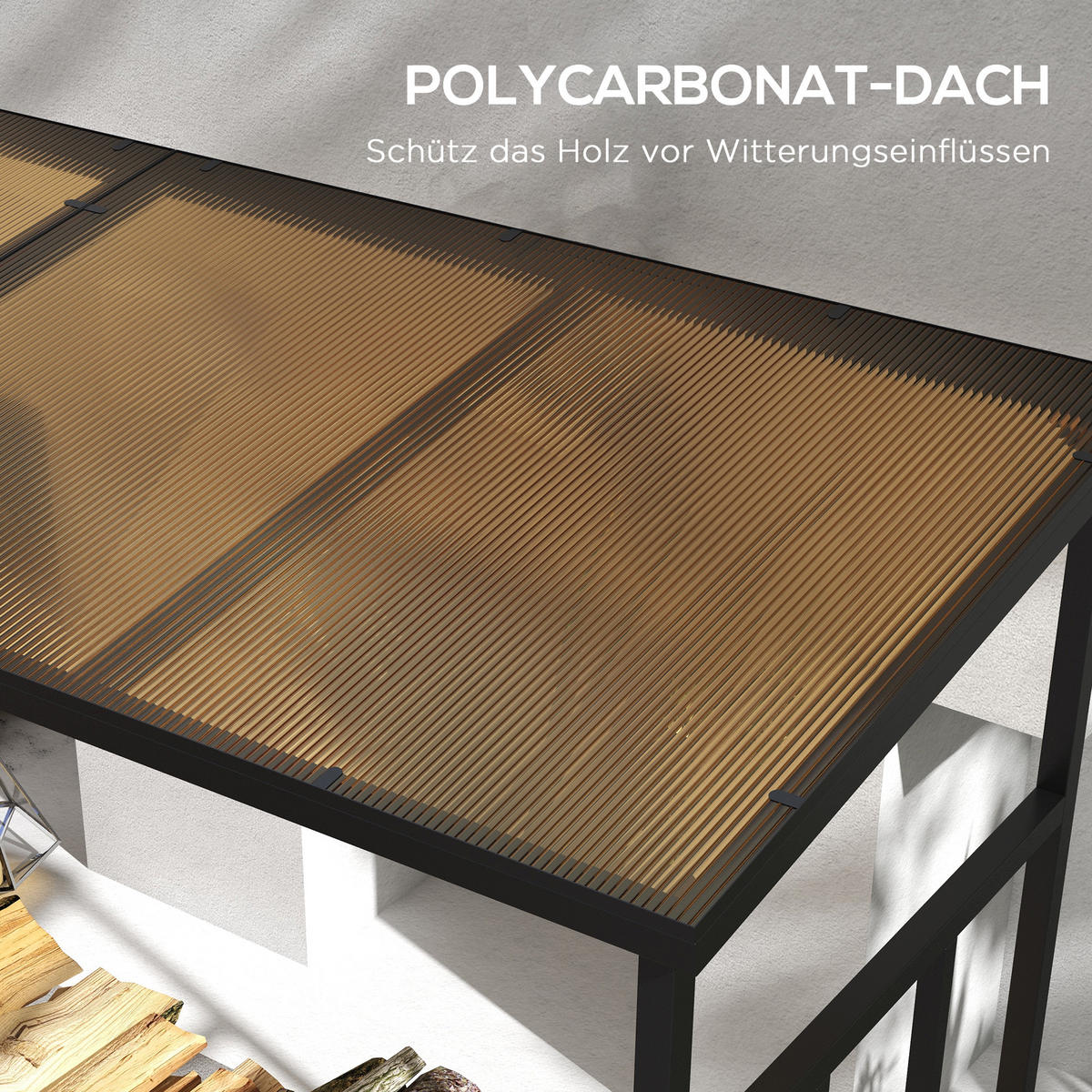KAMINHOLZSTÄNDER, Polycarbonat, Schwarz - Schwarz, Kunststoff/Metall (67/185/185cm) - Outsunny