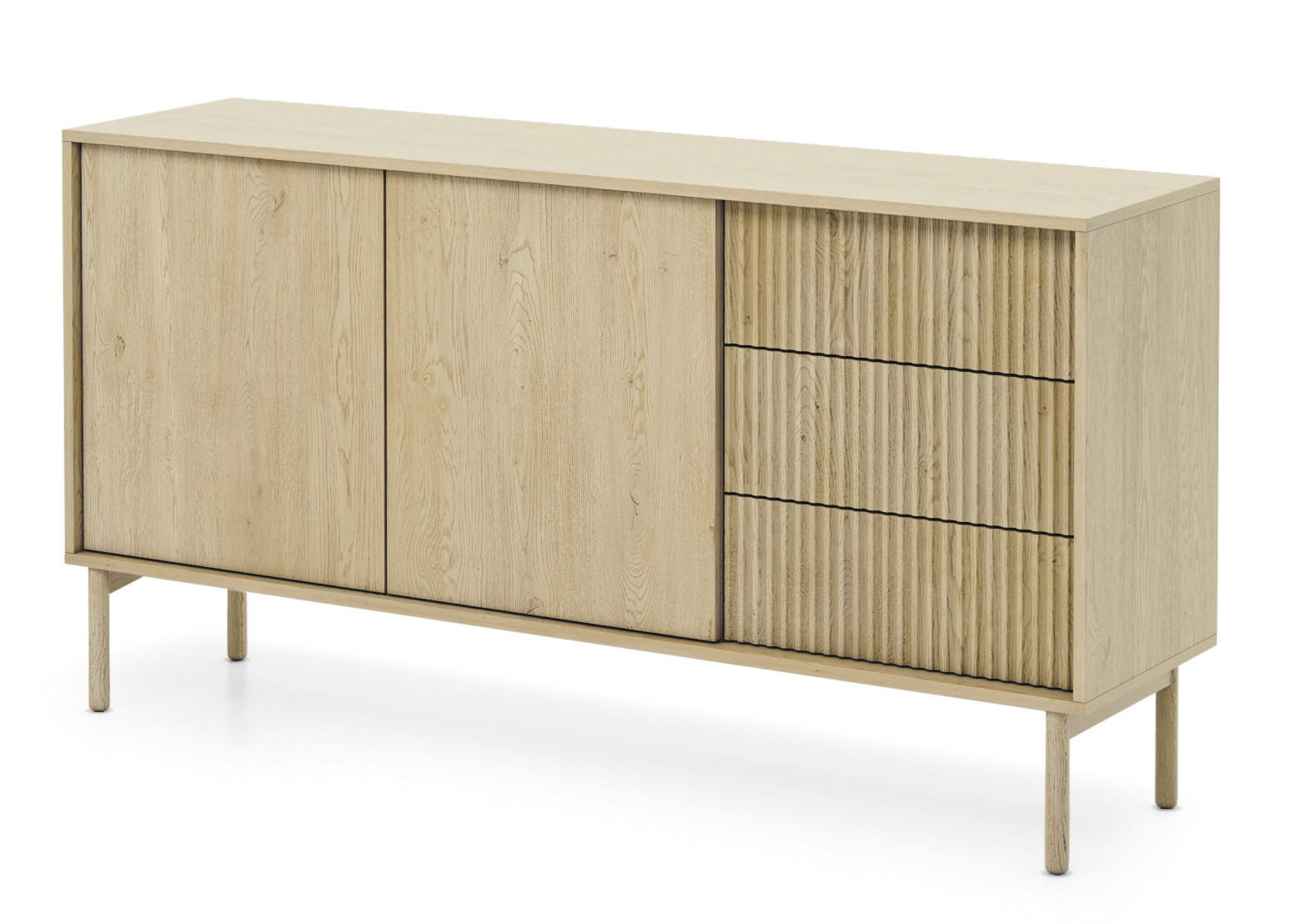 KOMMODE Weiß AVO Gerillt Niedrig 153 cm - Gelb, Holz (153.5/79.8/39.5cm) - Sepro Meble