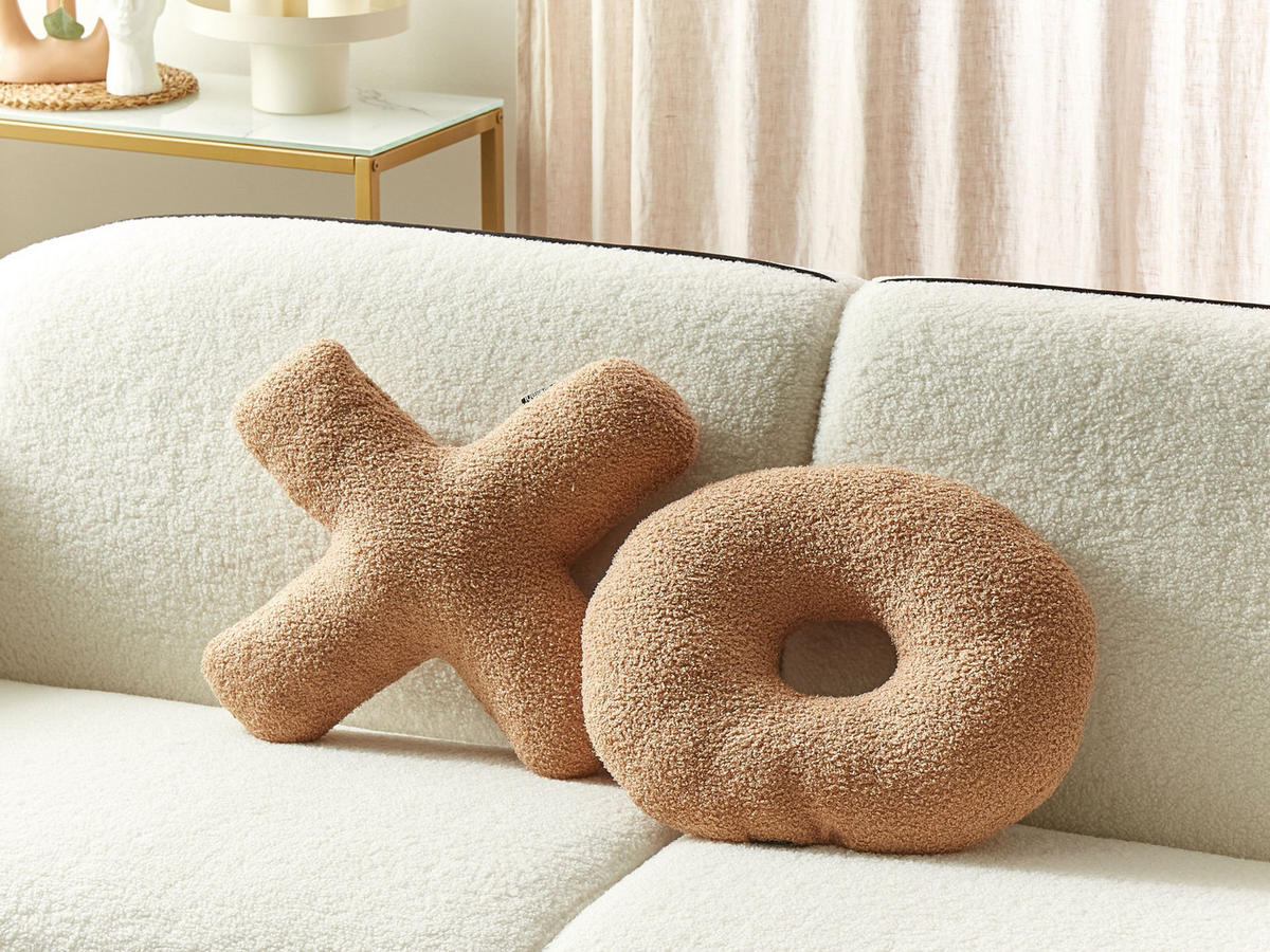 DEKOKISSEN 2er-Set Hellbraun 51/51 cm Hesperis - Hellbraun, Textil (51/51cm) - Beliani