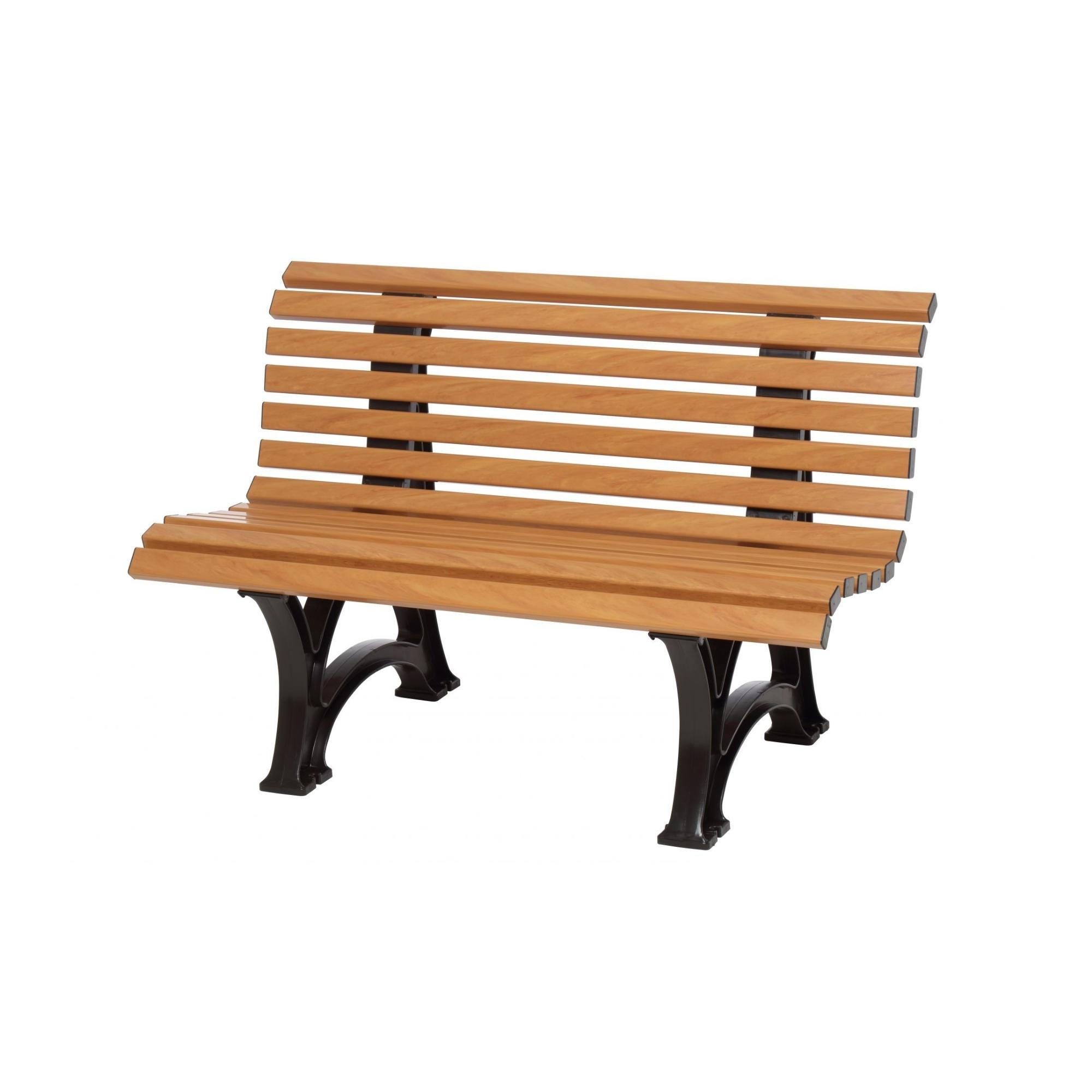 GARTENBANK Jamaika 2 Sitzer Holzoptik 80 x 120 x 64 cm Witterungskunststoff & UV Beständiger Kunststoff - Beige, Kunststoff (120/80/64cm) - PROREGAL
