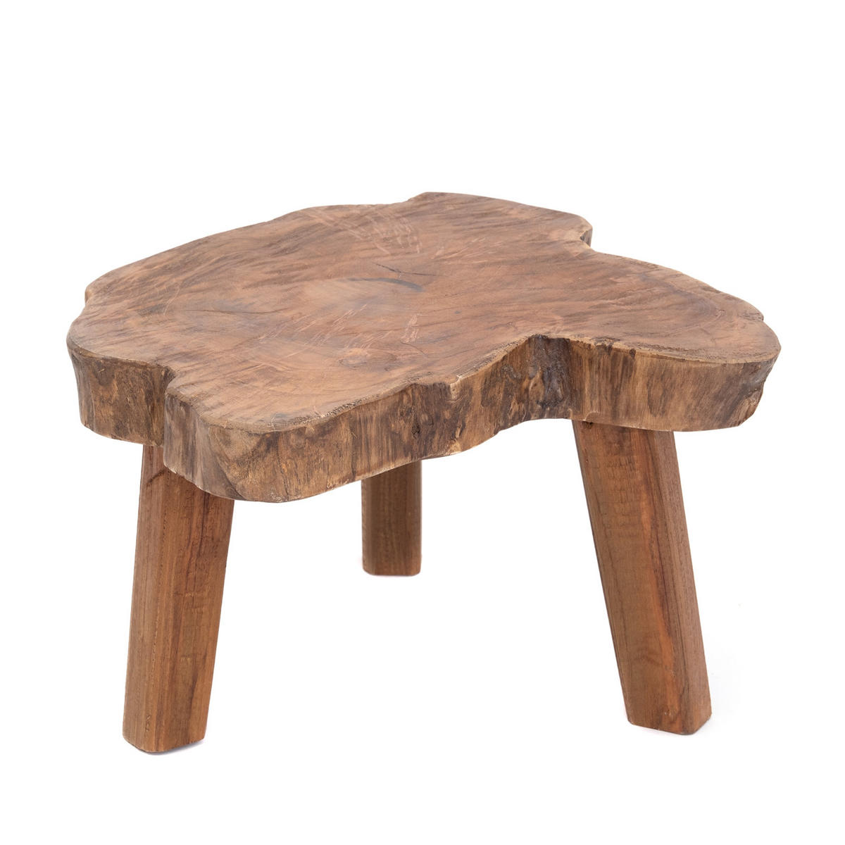 BLUMENHOCKER Slice Mahagoni Massivholz naturfarben - Naturfarben, Holz (35/45/25cm) - CREEDWOOD