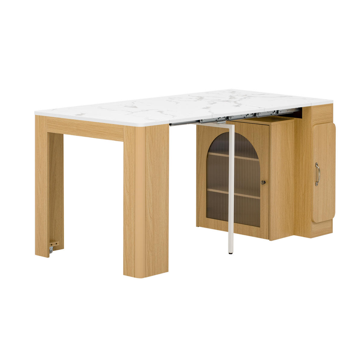 MASA DE MASA pe rotile, Masă extensibilă cu blat detașabil, Natural - culoare naturală, compozit lemnos/lemn (83/39.6/77cm) - KOMHTOM