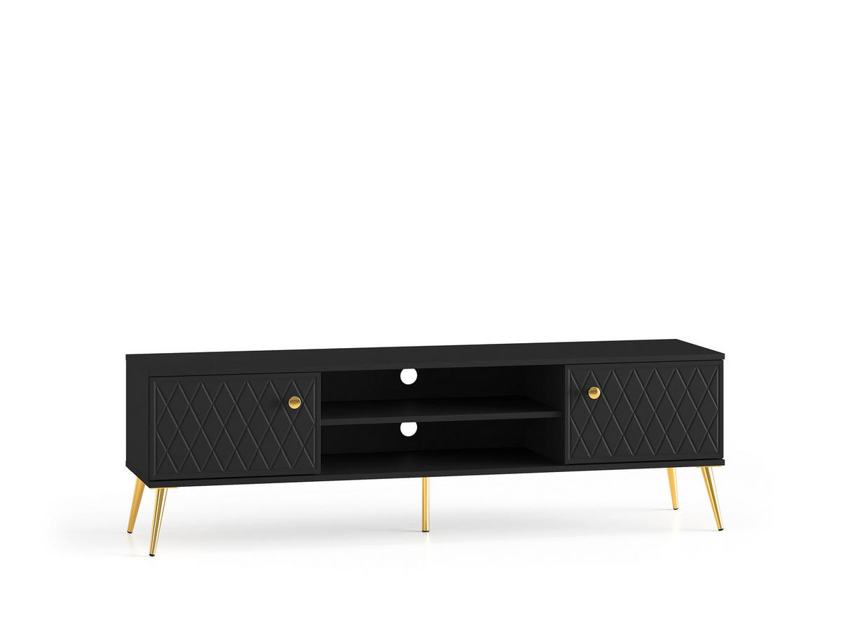 WOHNZIMMER Set 3-tlg. – Eljot – Schwarz - Schwarz, Holzwerkstoff (160/85/40cm) - hi-markt