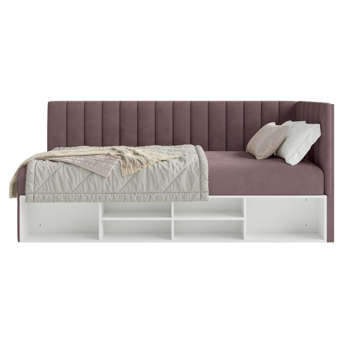 JUGENDBETT Ventrio Violett Easy-Clean-Samtbezug 90x200 cm - Lila, Holz/Textil (90/200cm) - Selsey