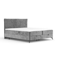 BOXBETT Peru Dunkelgrau 160/200 cm im Chenille-Stoff - Schwarz/Grau, Holz/Holzwerkstoff (160/200cm) - Maison de Reve