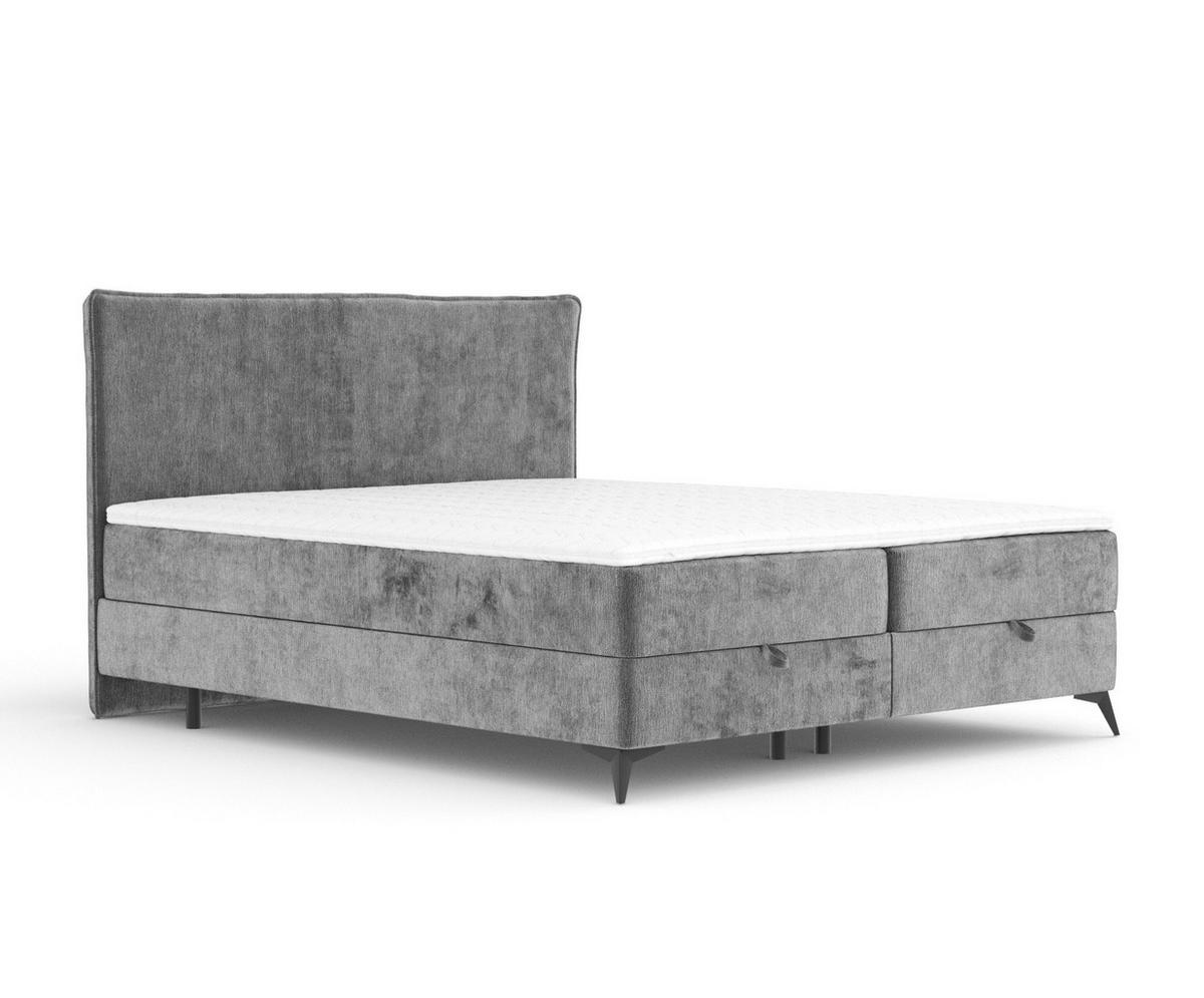 BOXBETT Peru Dunkelgrau 160/200 cm im Chenille-Stoff - Schwarz/Grau, Holz/Holzwerkstoff (160/200cm) - Maison de Reve