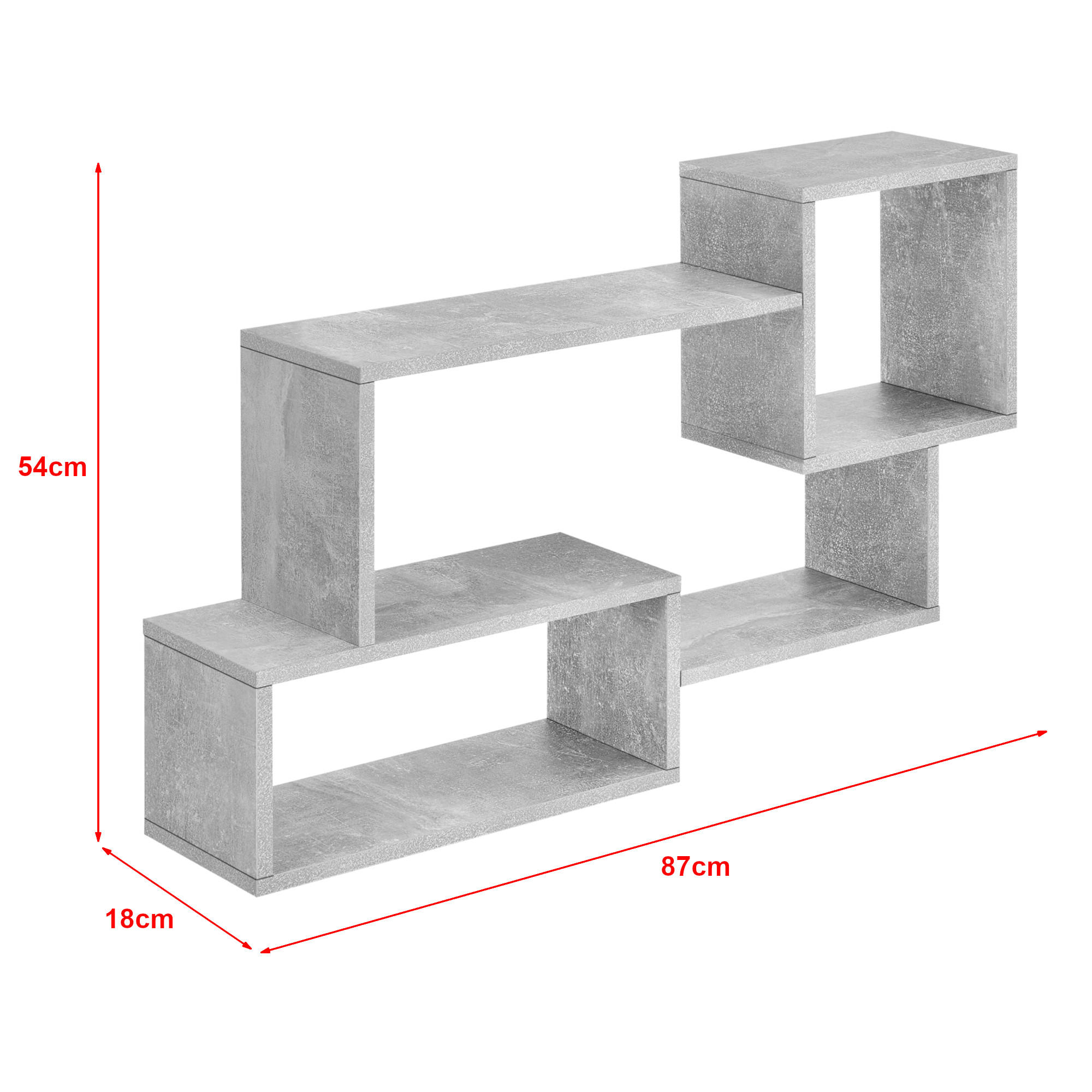 WANDREGAL Kvinesdal - Grau, Holzwerkstoff (87/54/18cm) - [en.casa]