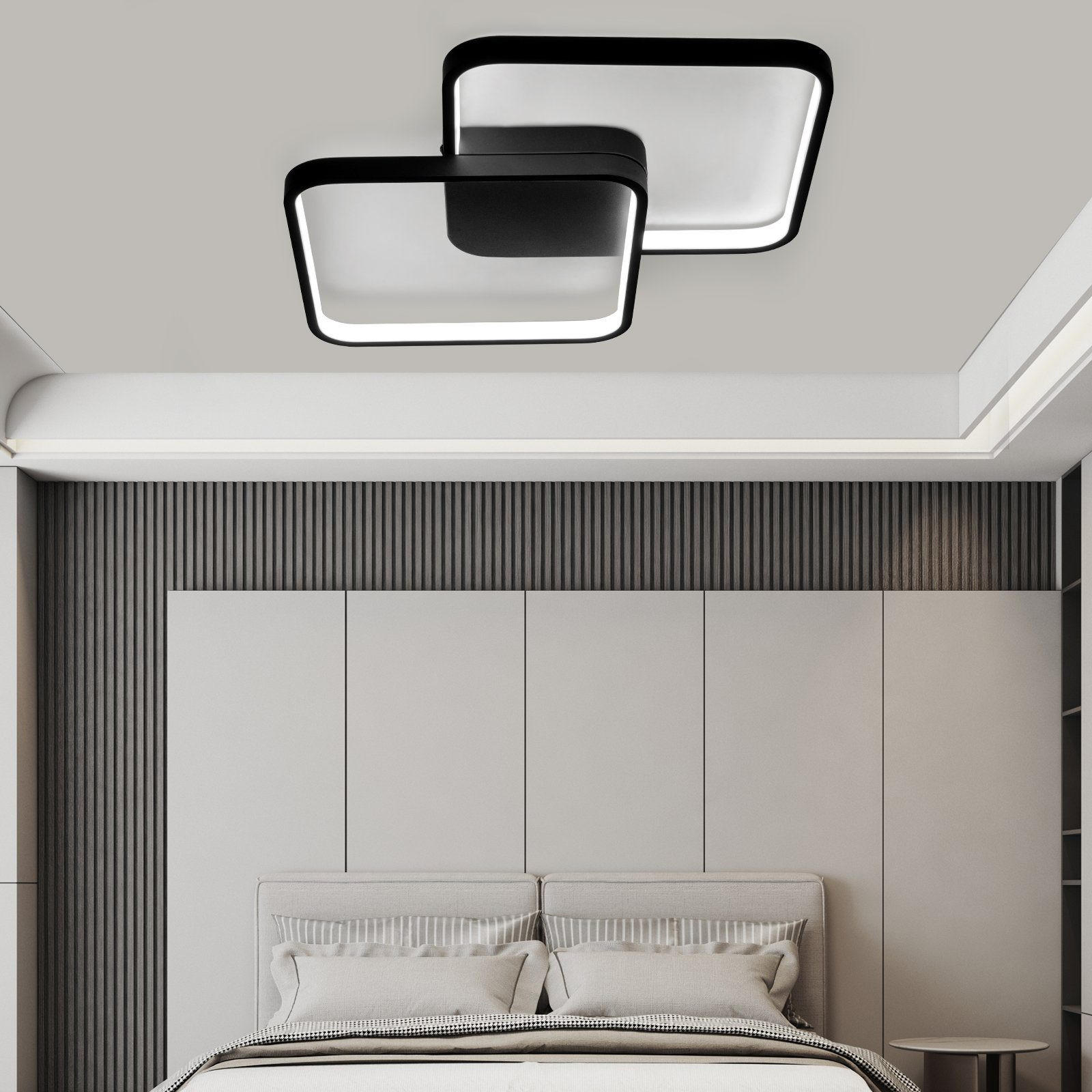 LED-DECKENLEUCHTE Nils 58/43/5 cm - Schwarz, Metall (58/43/5cm) - Nettlife