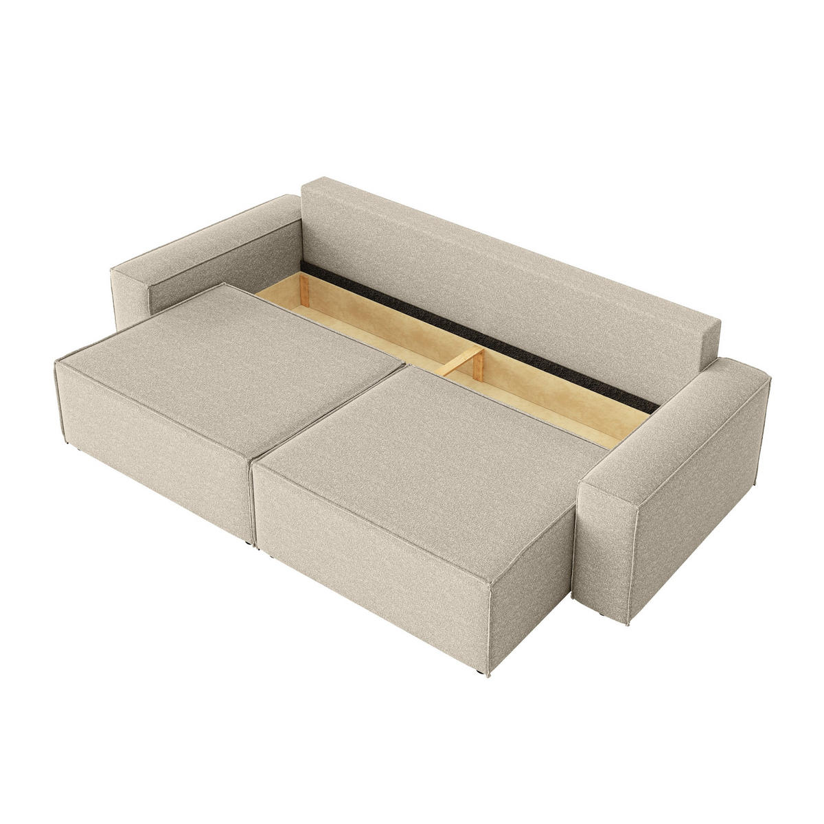 SOFA Lummo Mi mit Schlaffunktion, Beige - Beige, Textil (246/70/185cm) - Fedve