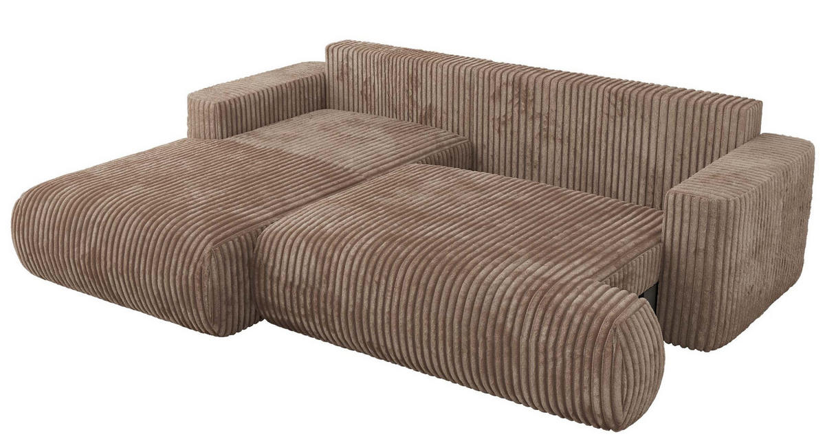 ECKSOFA OVO L Braun Cord - Links Seite - Schwarz/Braun, Kunststoff/Textil (271/195cm) - MKS