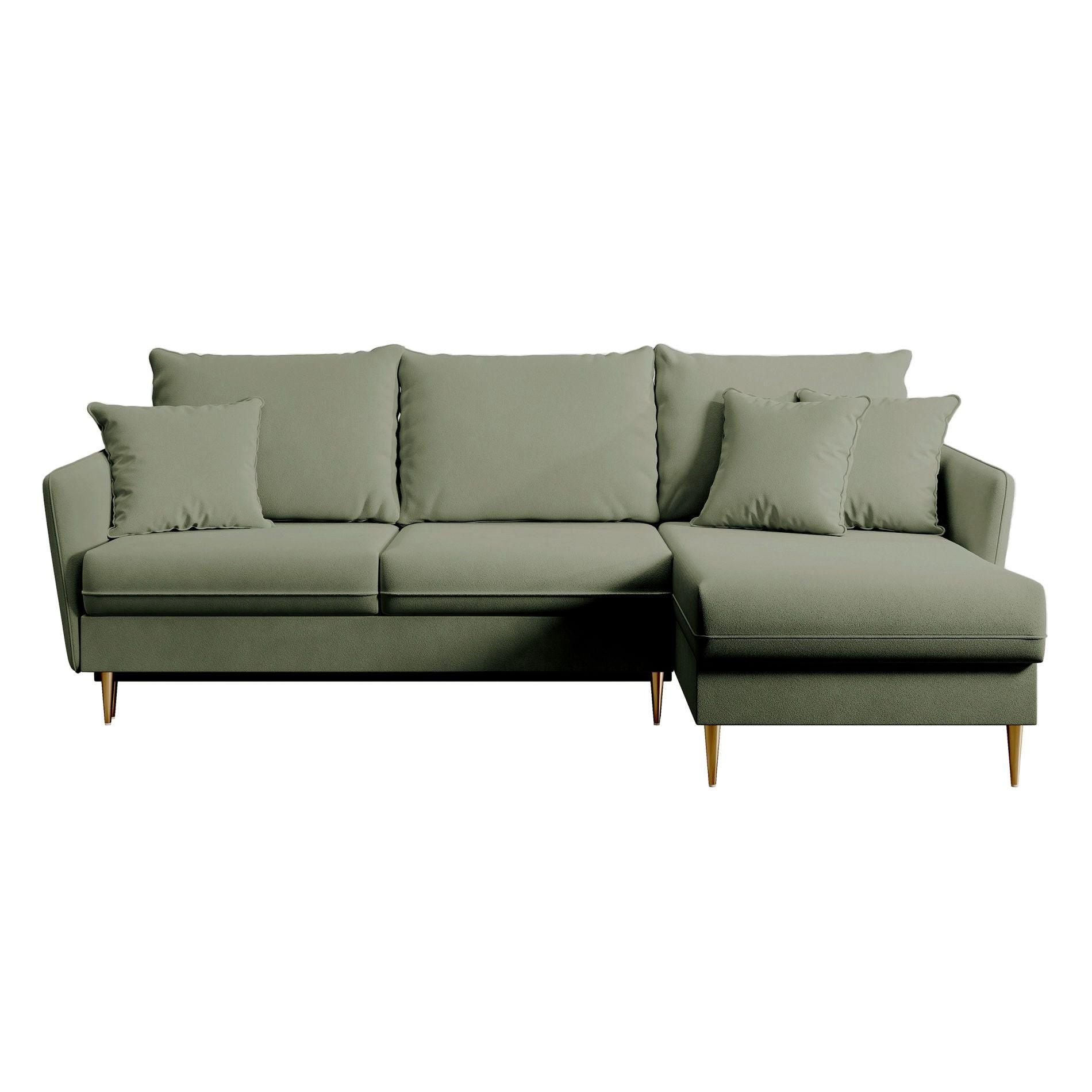 ECKSOFA Volio Salbeigrün Samt - Goldfarben/Hellgrün, Textil/Metall (223/145cm) - Selsey