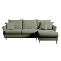 ECKSOFA Volio Salbeigrün Samt - Goldfarben/Hellgrün, Textil/Metall (223/145cm) - Selsey