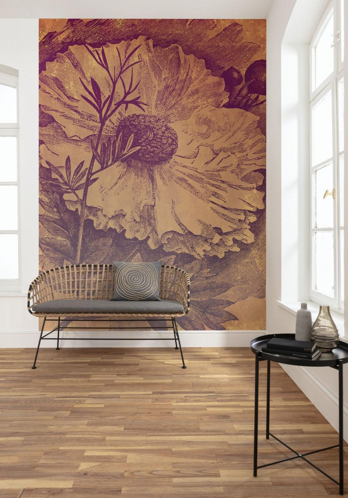 FOTOTAPETE Blumen 200 x 280 cm - Orange, Papier (200/280cm) - Sanders & Sanders
