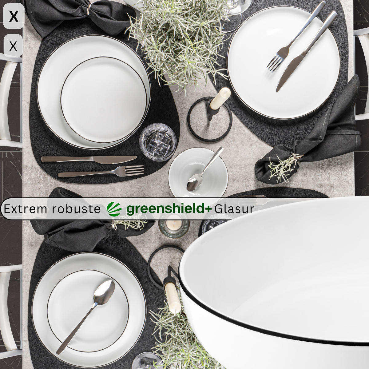 PASTASCHALEN SET MARLO BLACK RIM - 6 teilig aus Porzellan - Weiß, Keramik (22cm) - Sänger